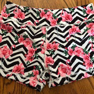 IAB shorts-- Flamingo Bloom black and white